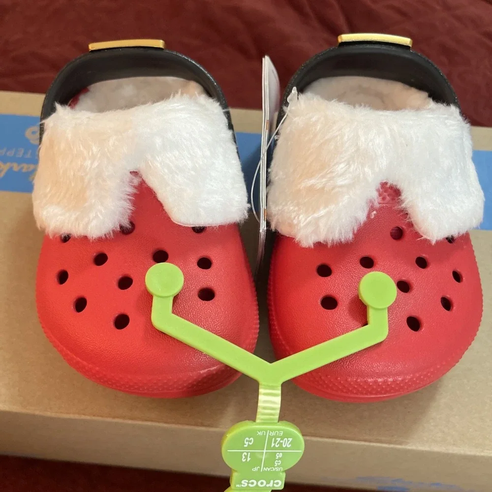 NWT Crocs Classic Lined Santa Sz C5 Santa 210932-6WE‎ Clog Toddler Red Shoes